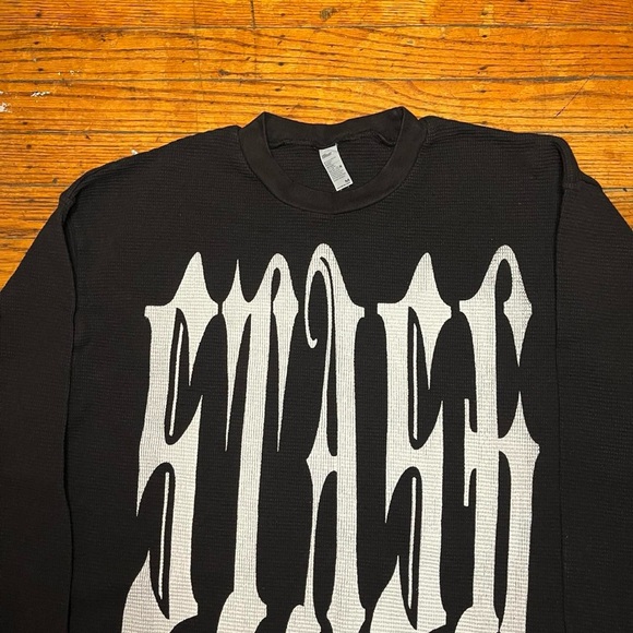 STASH Thermal Streetwear Brand Size Medium Black Heavyweight Longsleeve - Picture 2 of 4